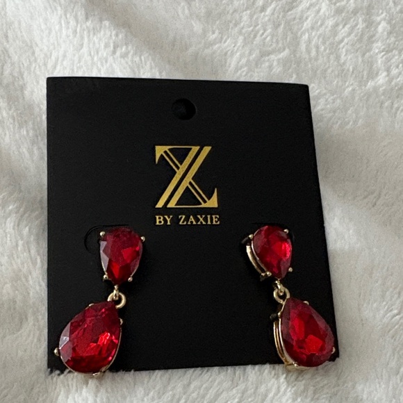 Red and Gold Teardrop Earrings - Picture 1 of 3
